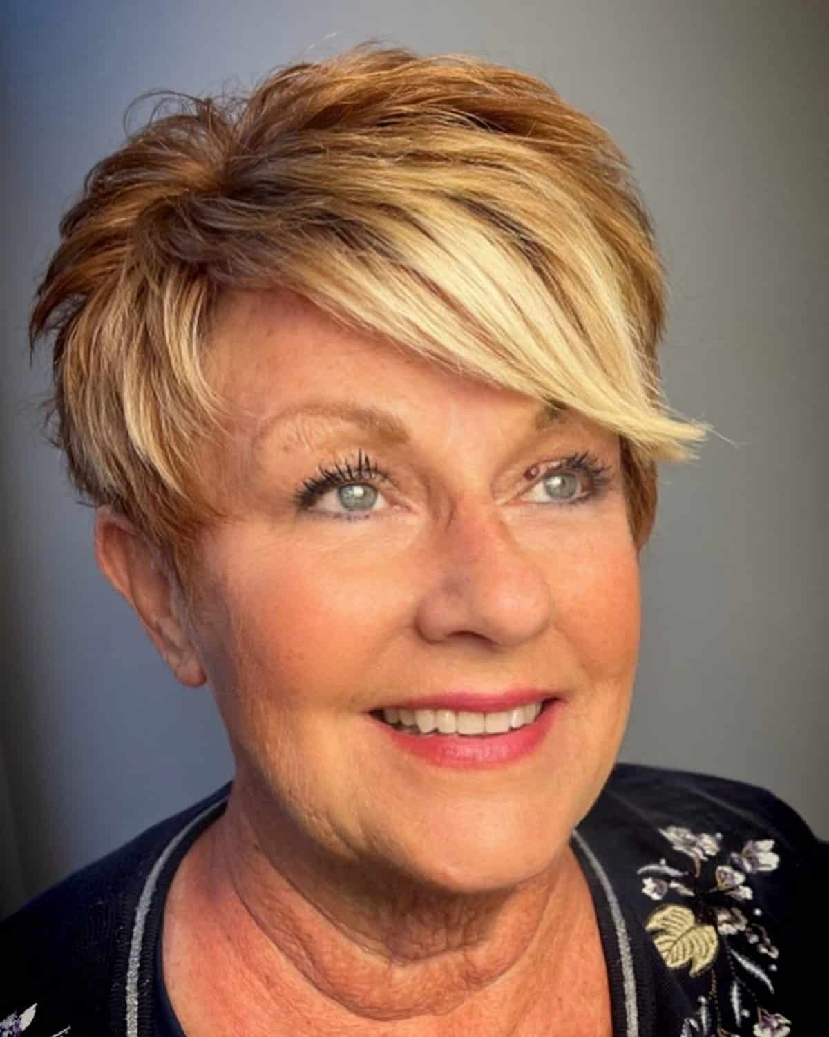 Pixie for women over 50s with short length thick hair