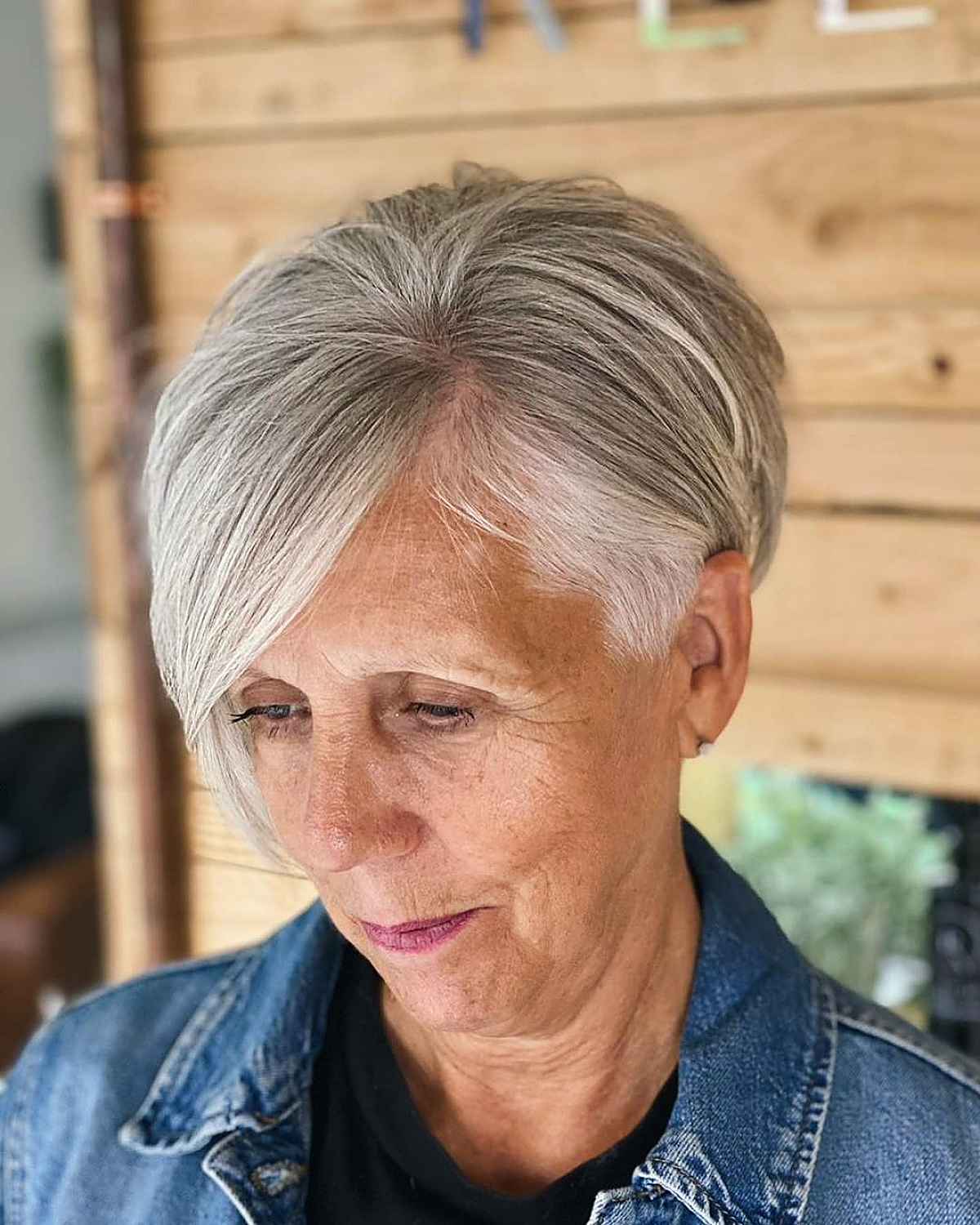 Pixie Hair with Long Bangs for Ladies Over 60