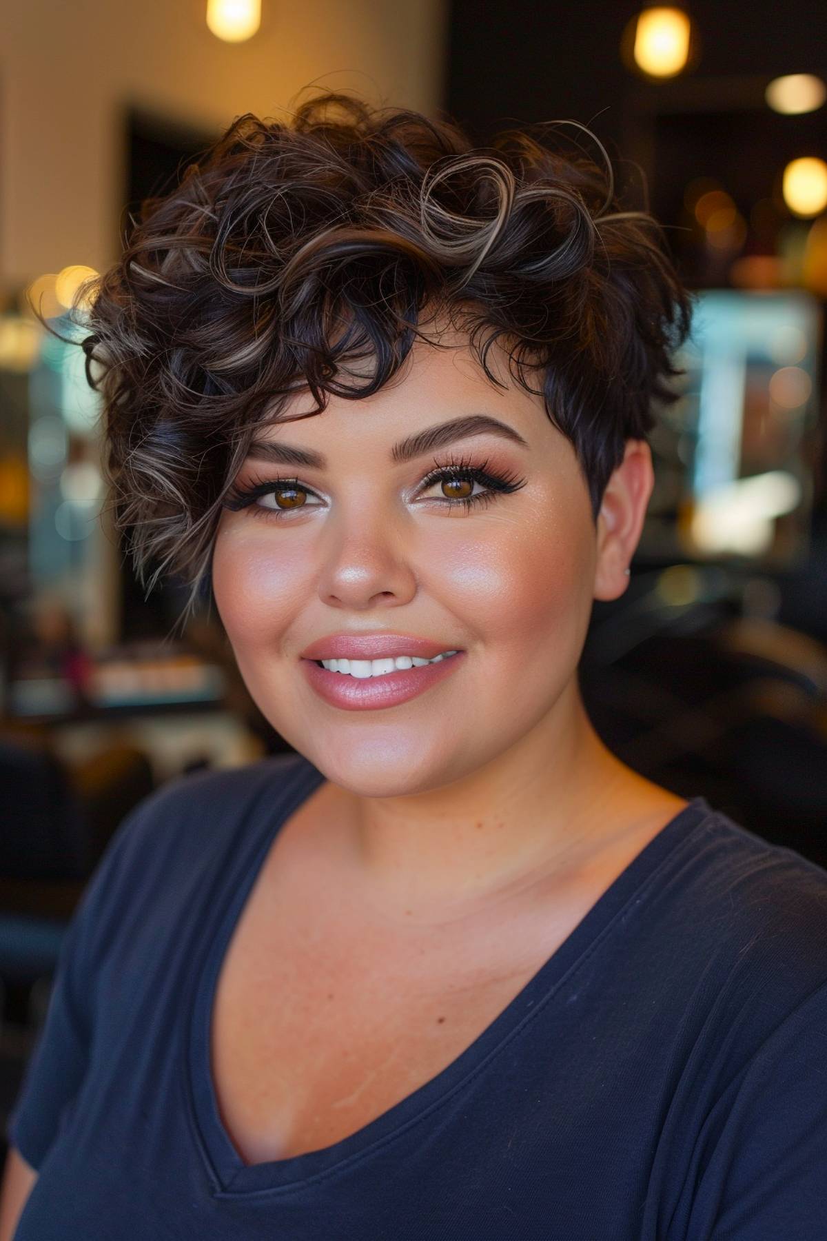 Pixie haircut for natural curly round face