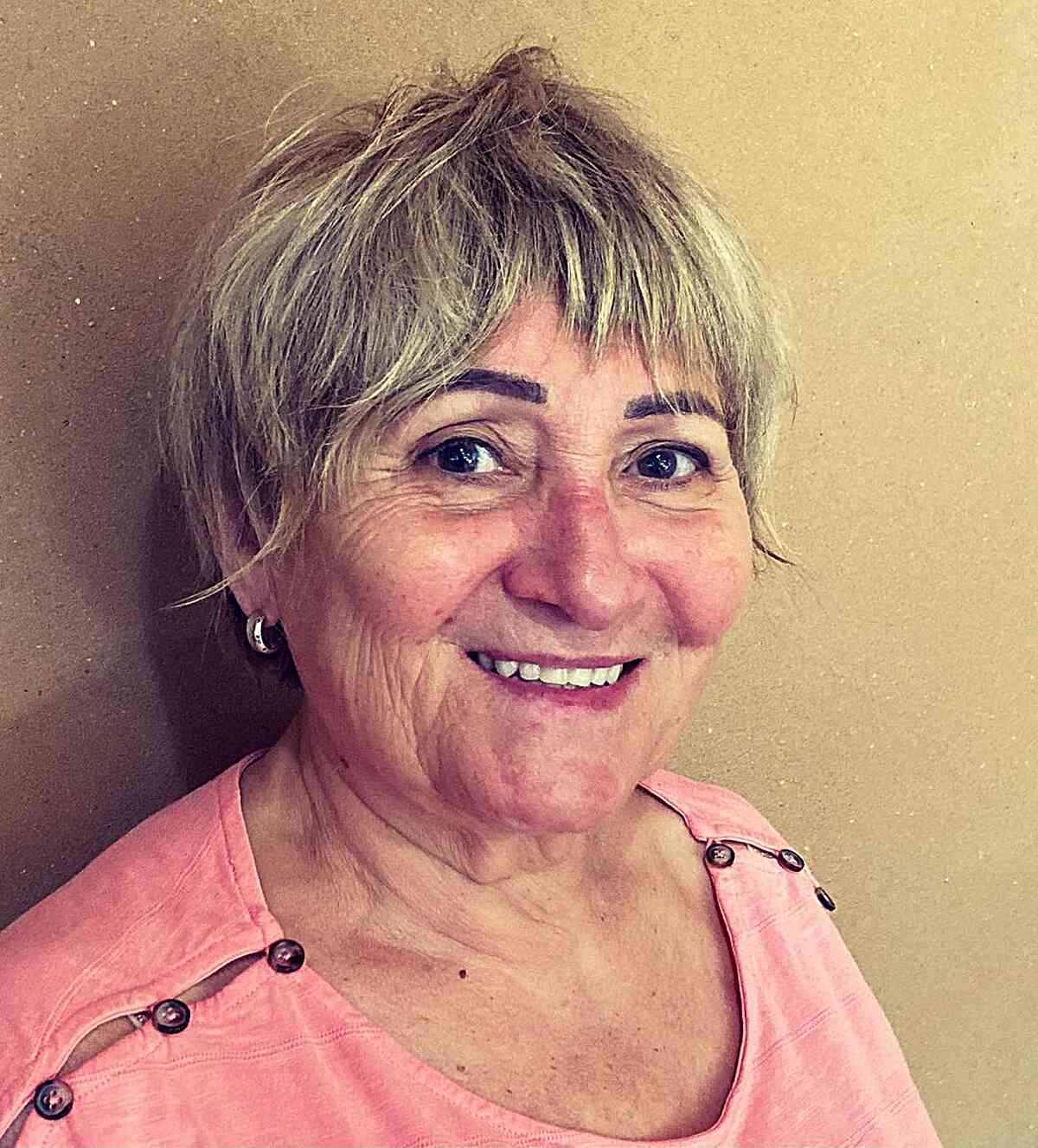 Pixie Shag Cut with Shaggy Bangs and Layers for seniors over 60