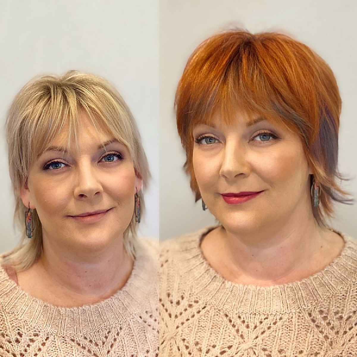 Pixie Shag with Bangs for Ladies Over 40 Years Old with Fine Hair