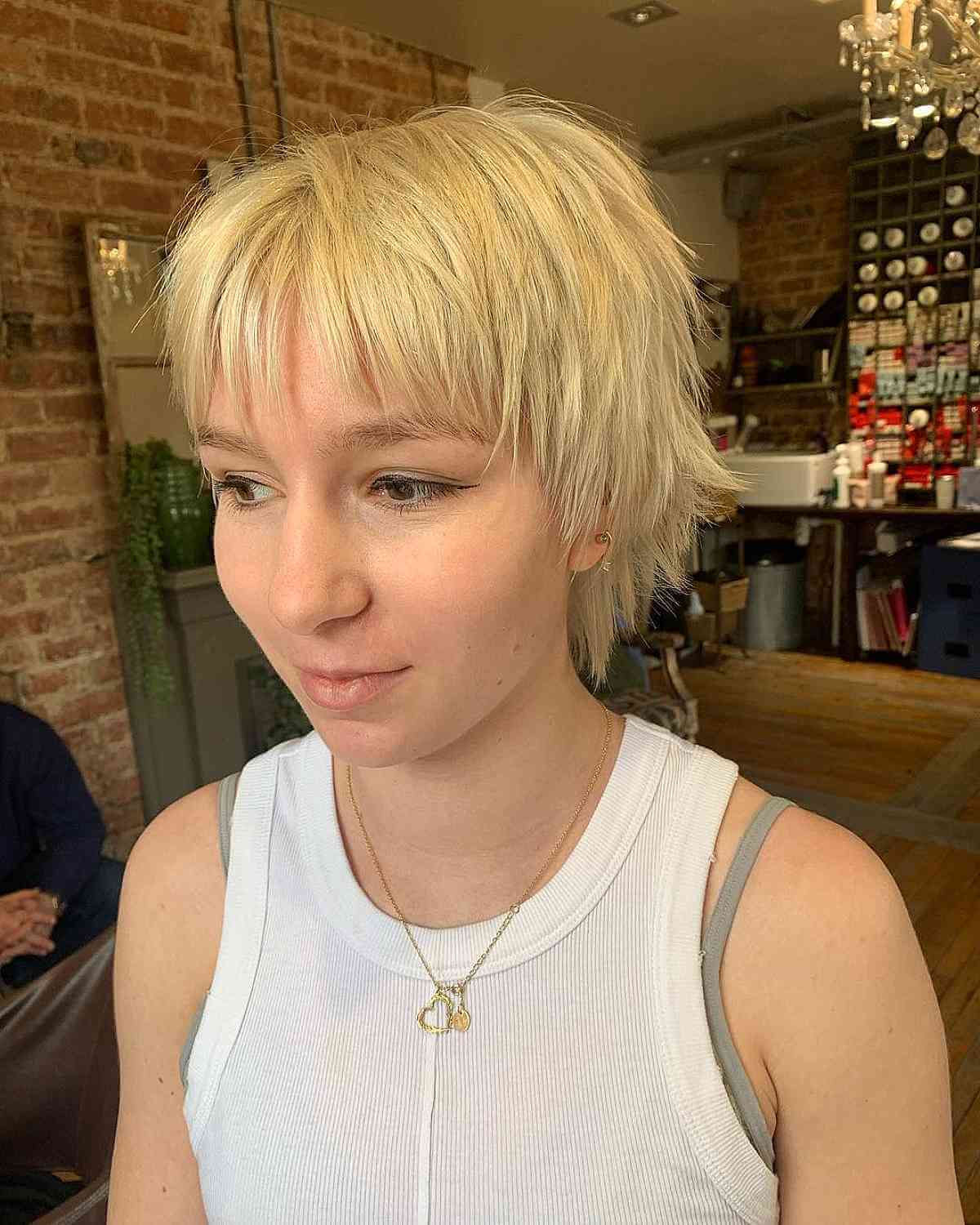 Pixie Shag with Choppy Fine Layers and Bangs