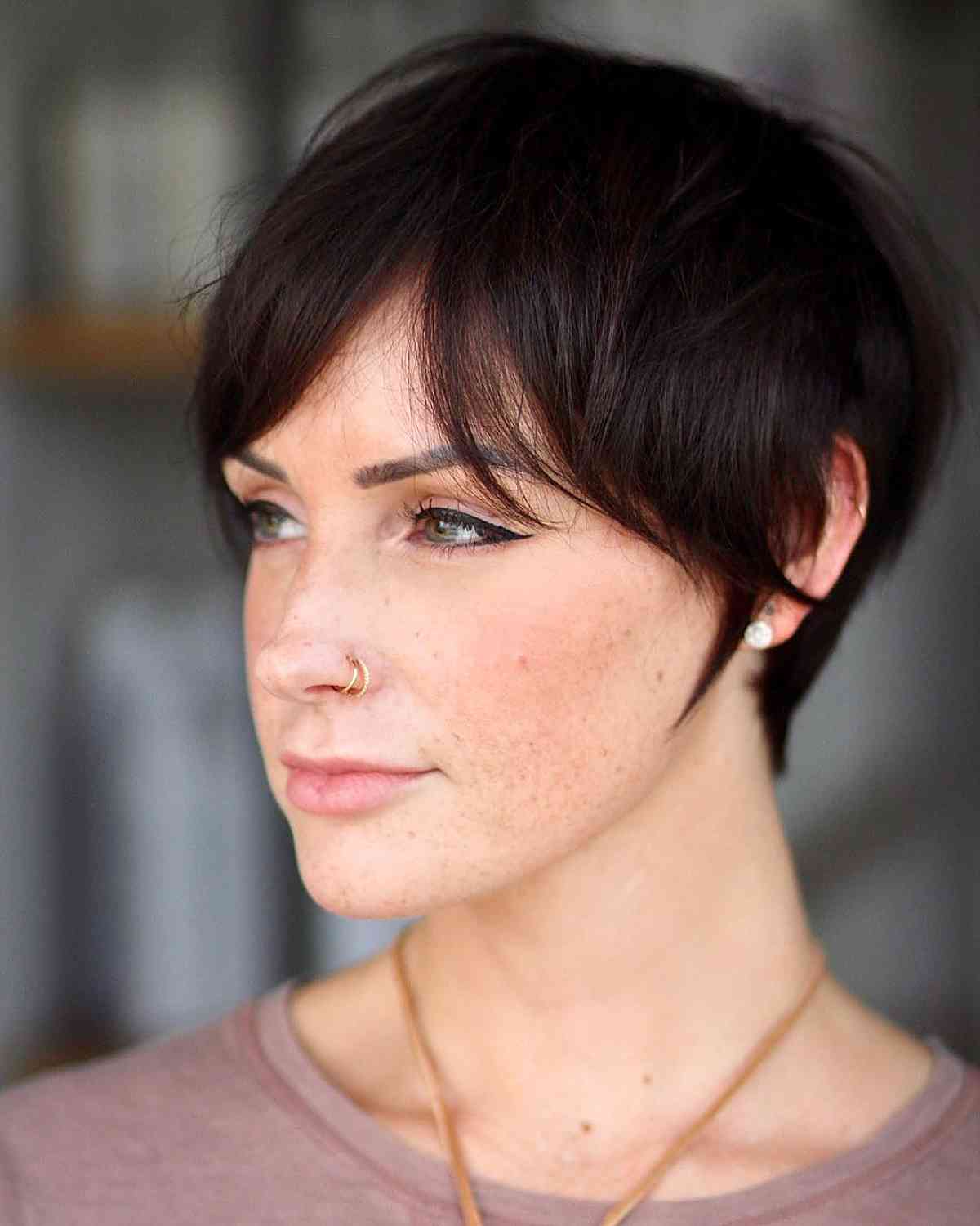 Cute Pixie with a Long Fringe for Straight Hair