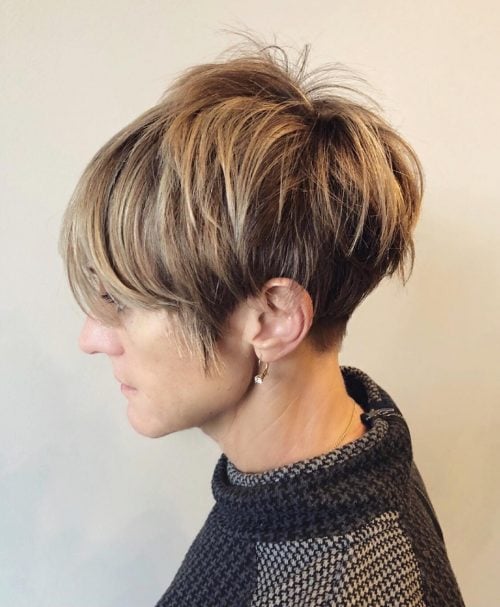 Dimensional Brown Short Pixie with Highlights