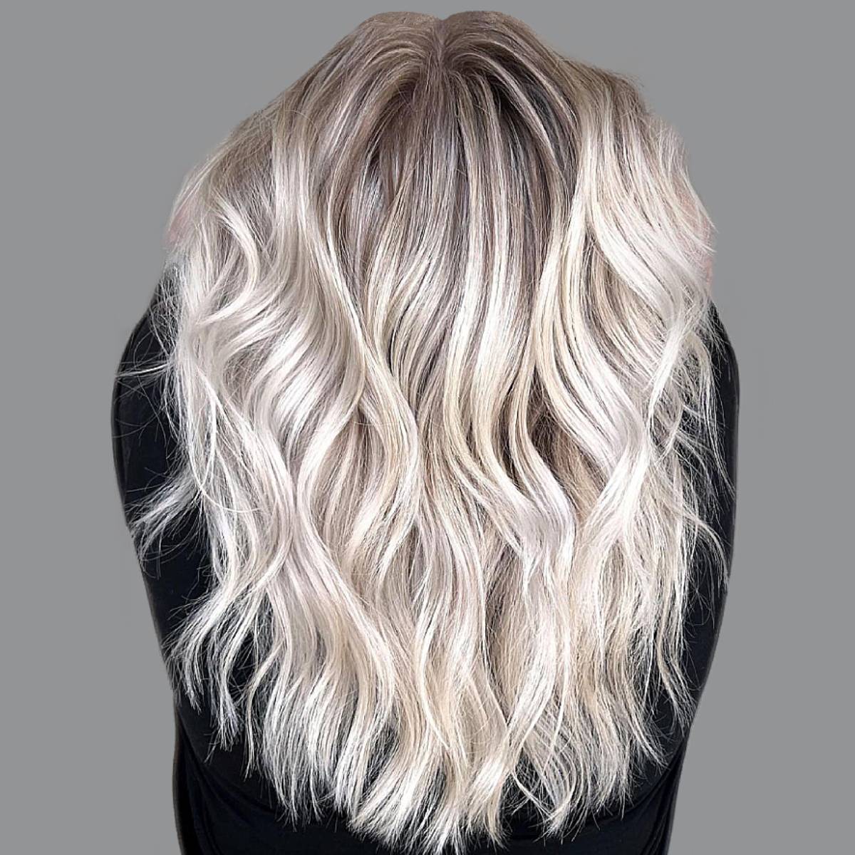 Platinum blonde hair with volume