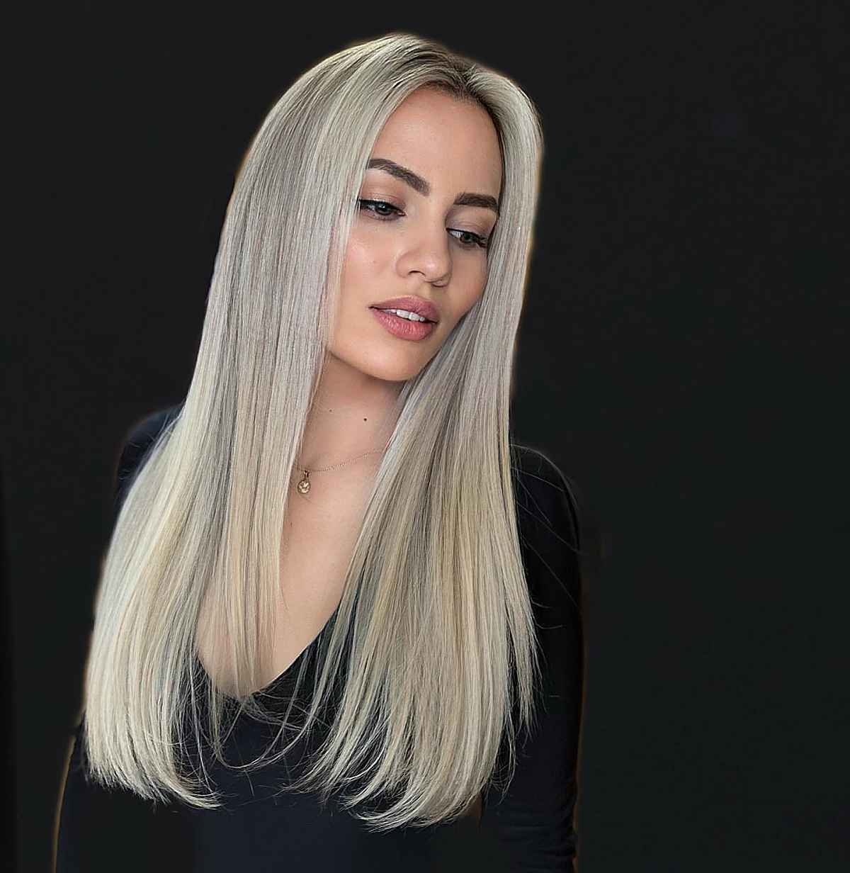 platinum blonde hair with naturally dark roots