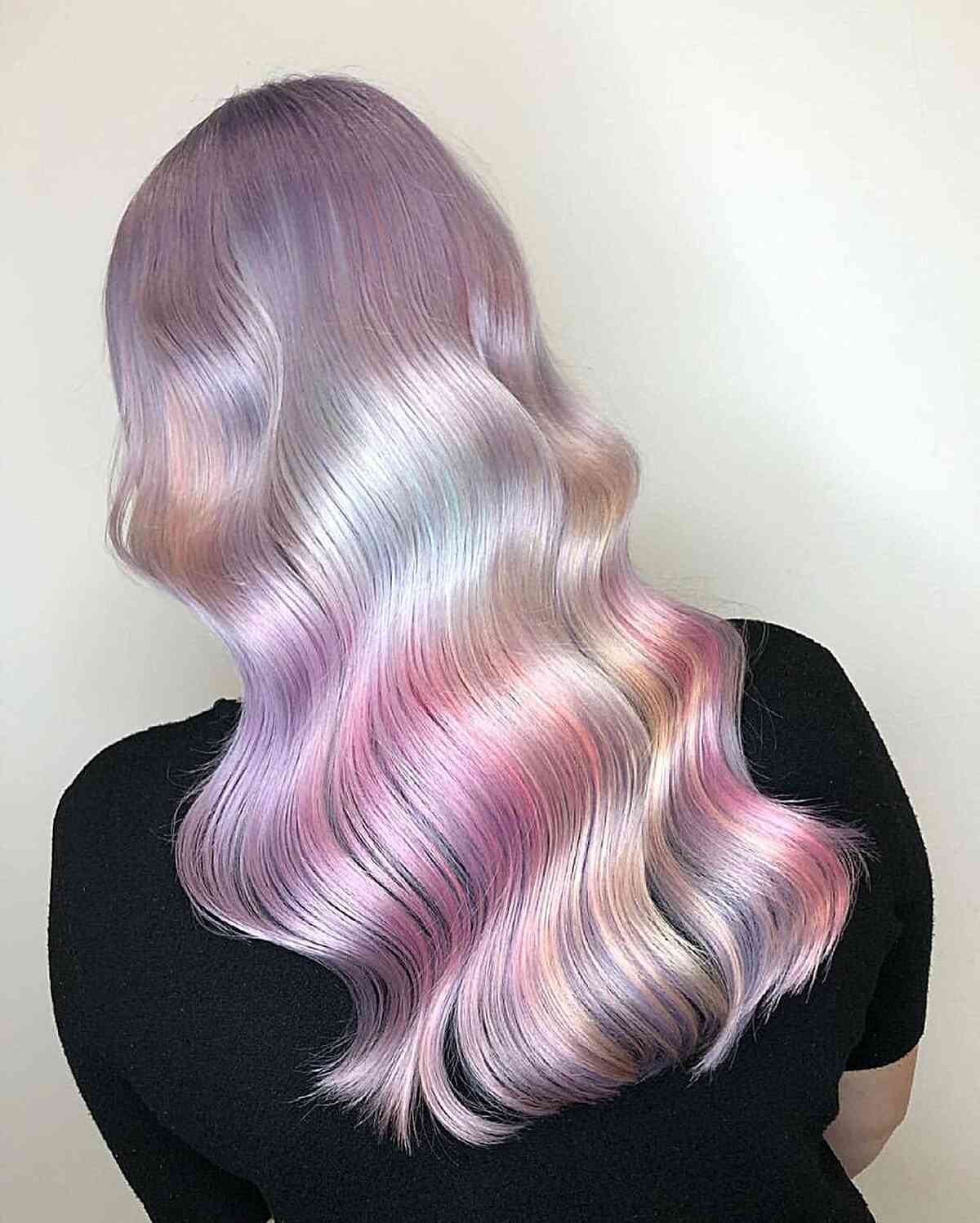 Platinum Long Hair with Subtle Cotton Candy Hues