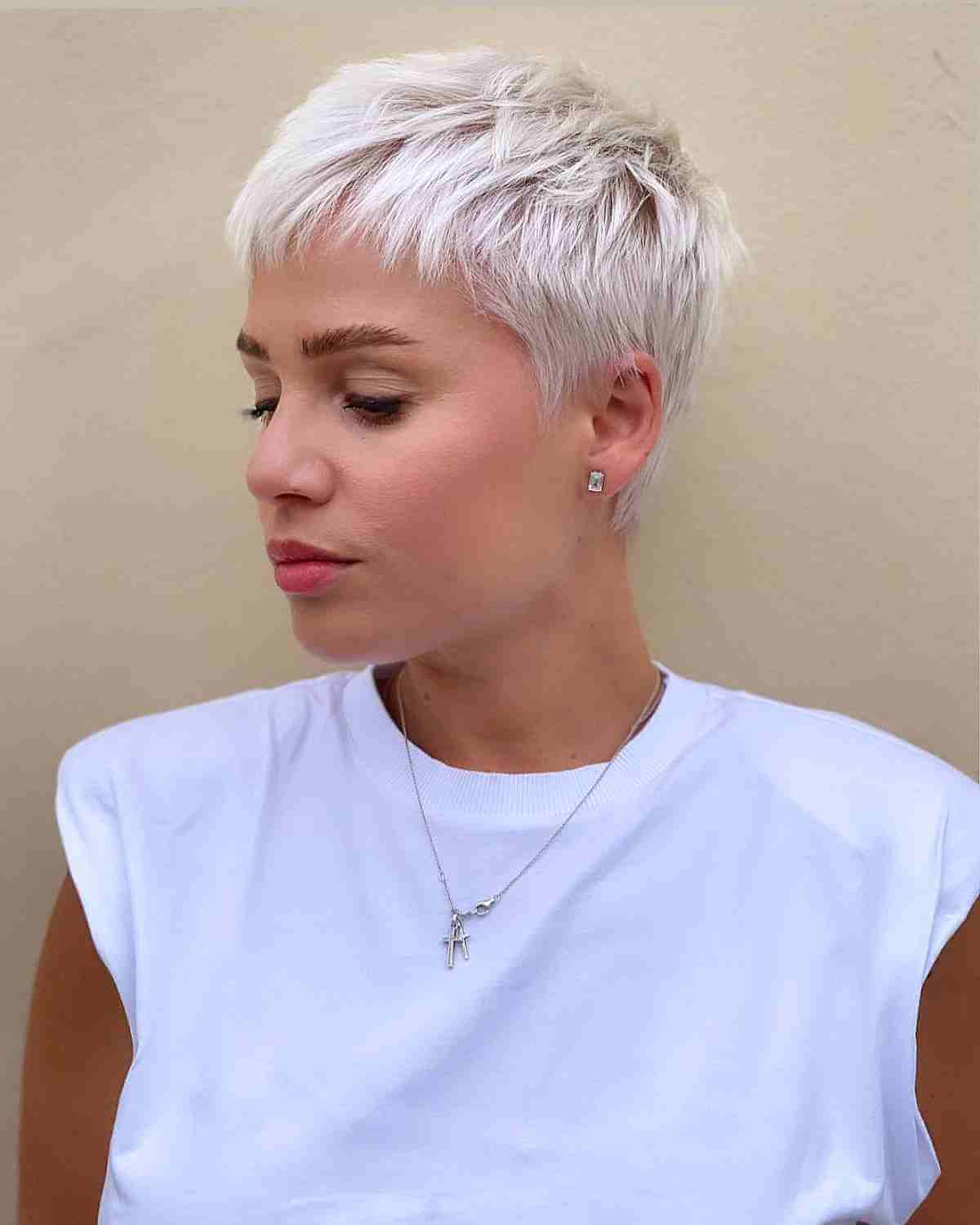 Show-Stopping Platinum Pixie Cut and Color
