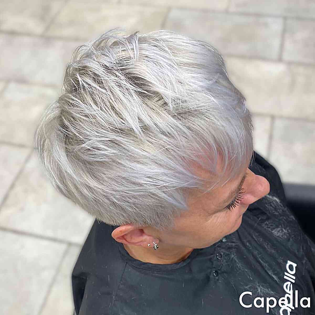 Platinum Pixie with Choppy Layering for Women Over Seventy