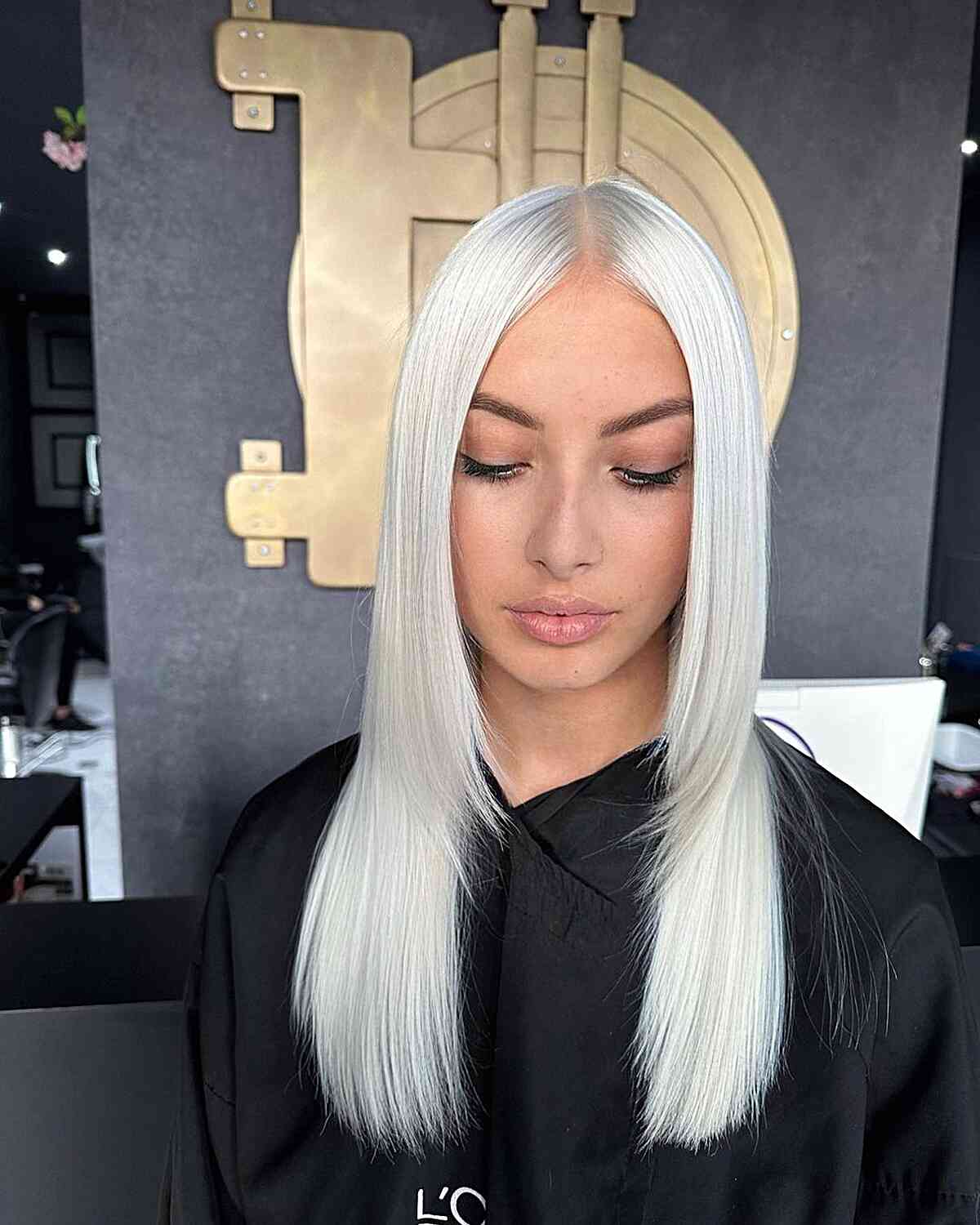 Platinum White on Sleek Straight Hair