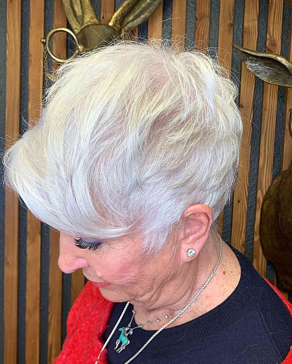 Platinum White Pixie Hair for Seniors Aged 60