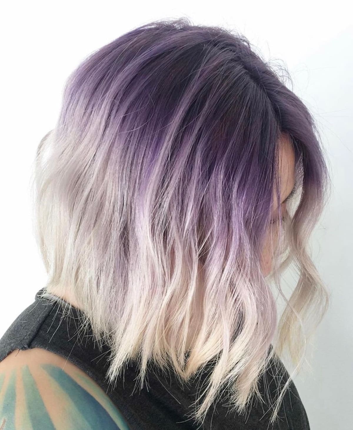 Plum roots on blonde hair