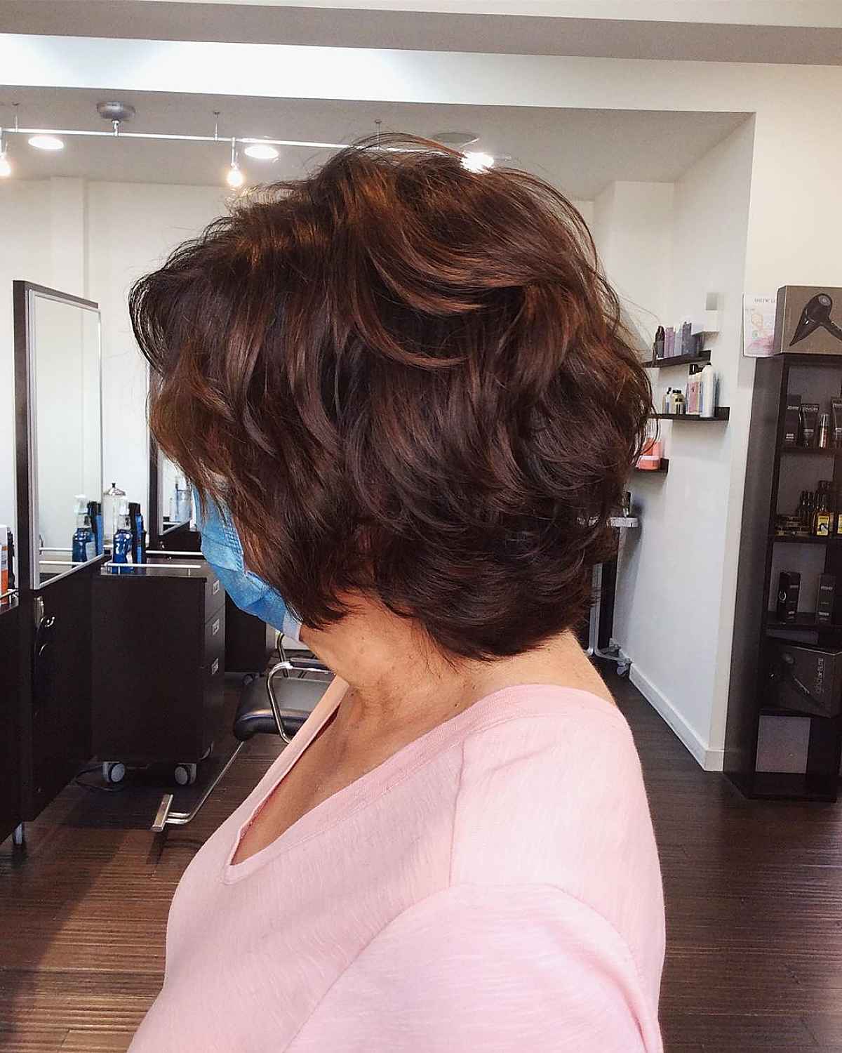 Plumb and Chestnut Feathered Bob Haircut