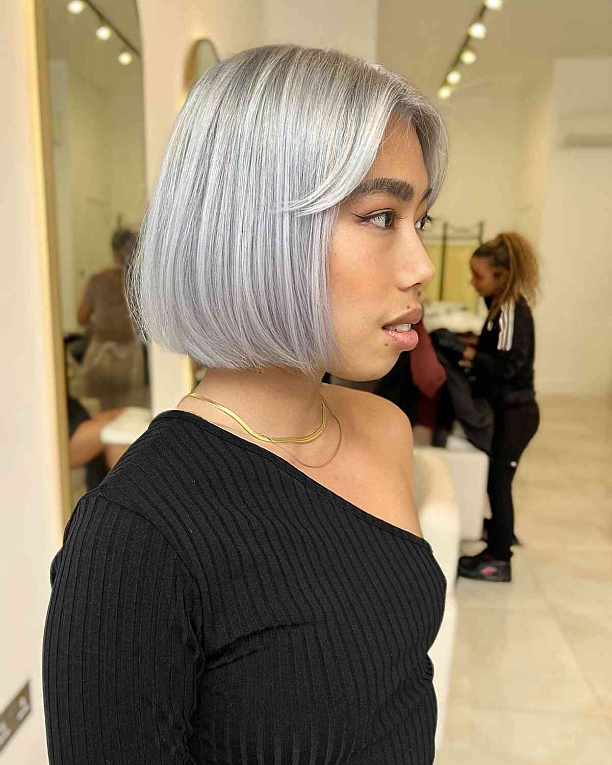 Polished Platinum Bob for women with fine hair