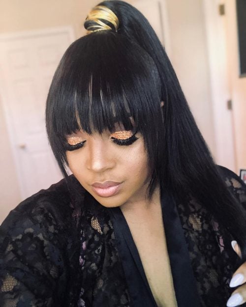 10 Fabulous Ponytail Hairstyles with Bangs for Black Women