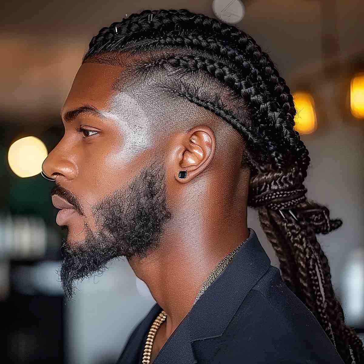 Ponytail Braids with Mid-Fade