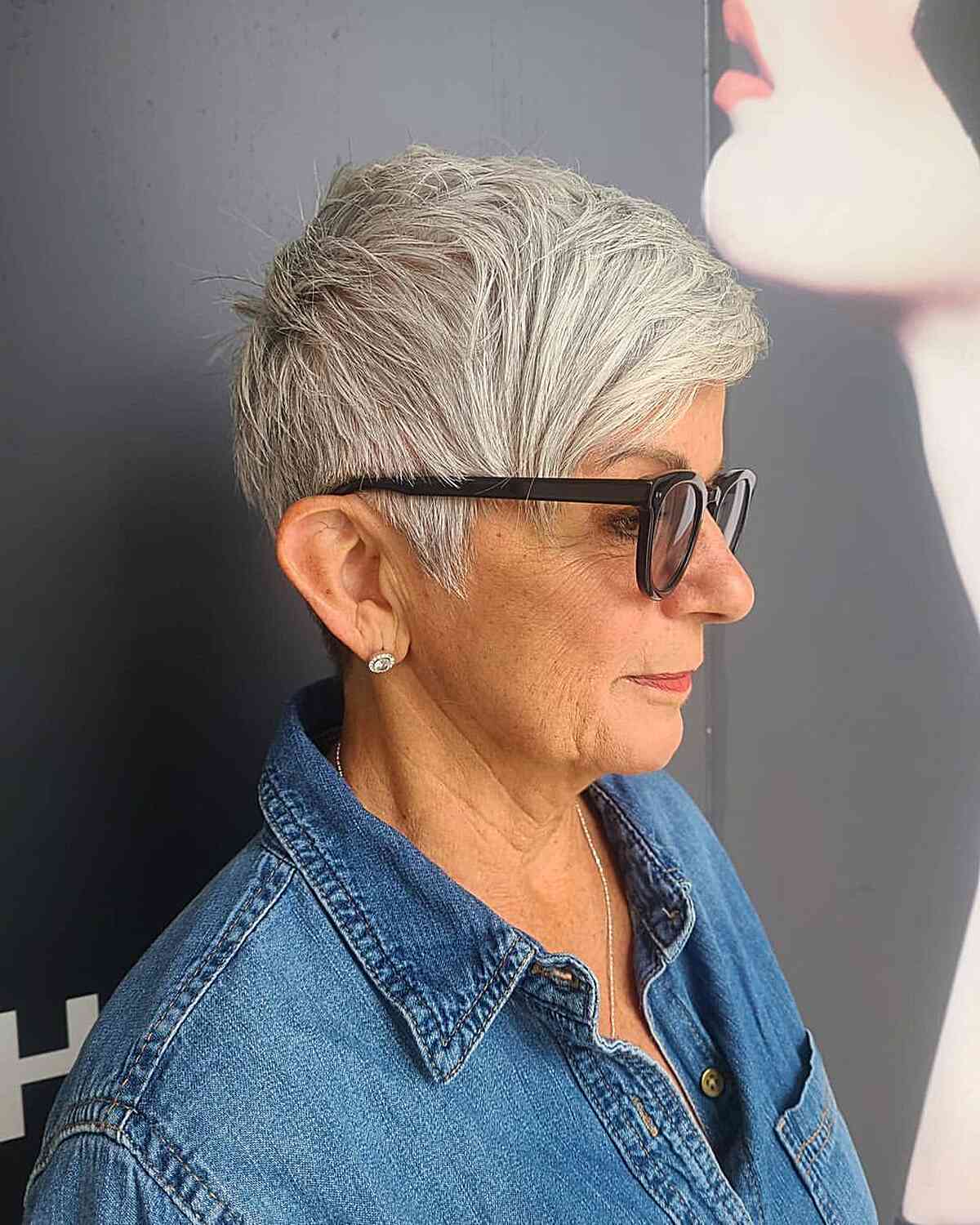 Popular and Modern Pixie Cut for Women Aged 60 with Eyeglasses