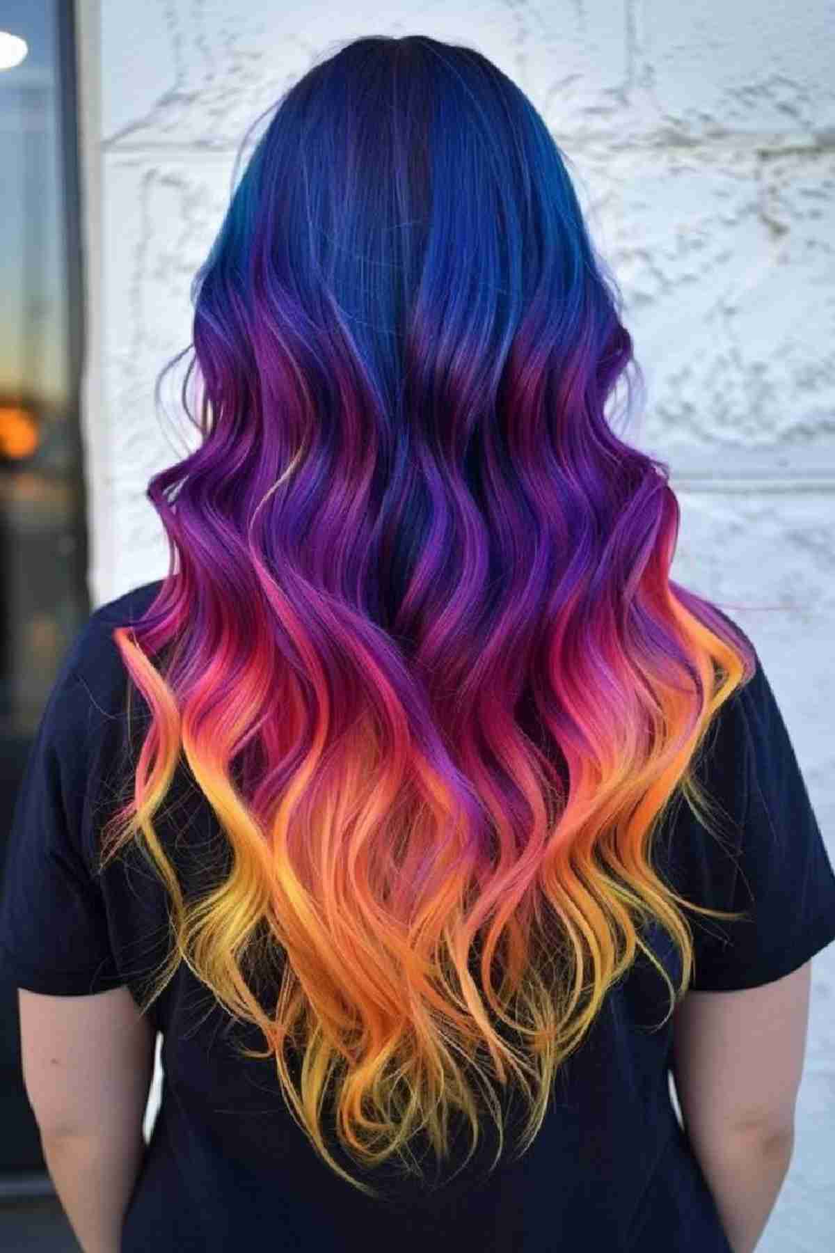 Цветное омбре на волосах