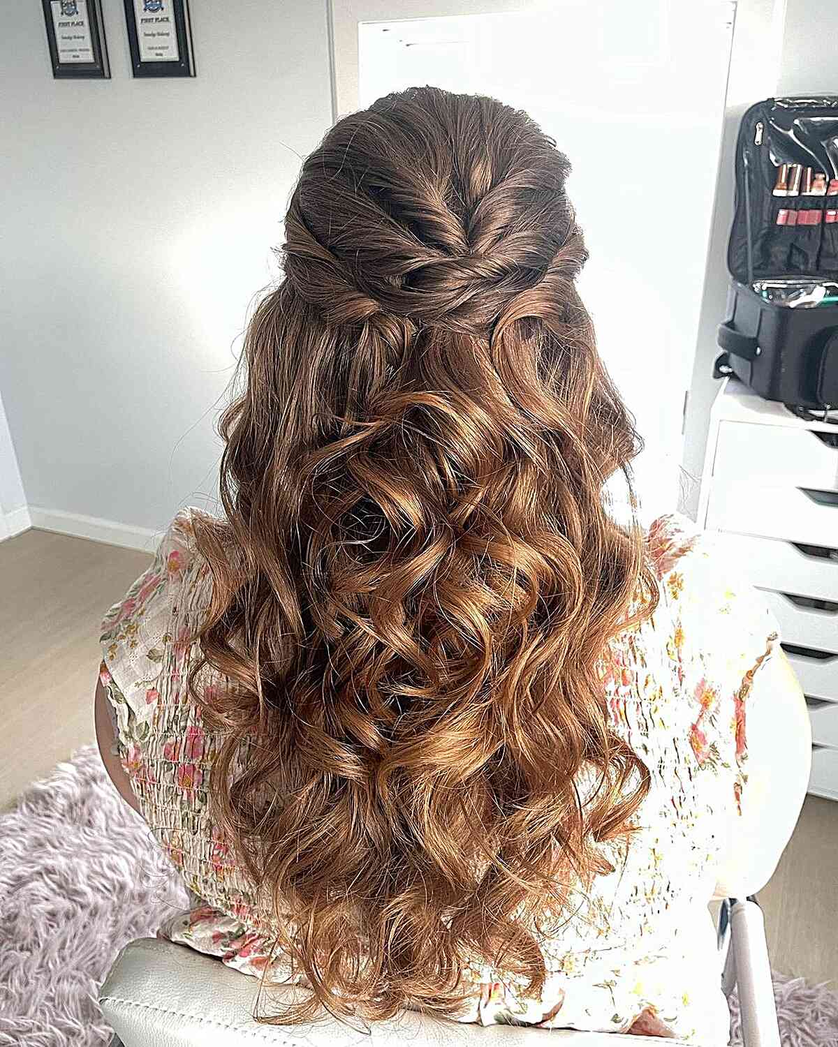 Princess Romantic Twisted Half-Up with Loose Curls for Longer Locks