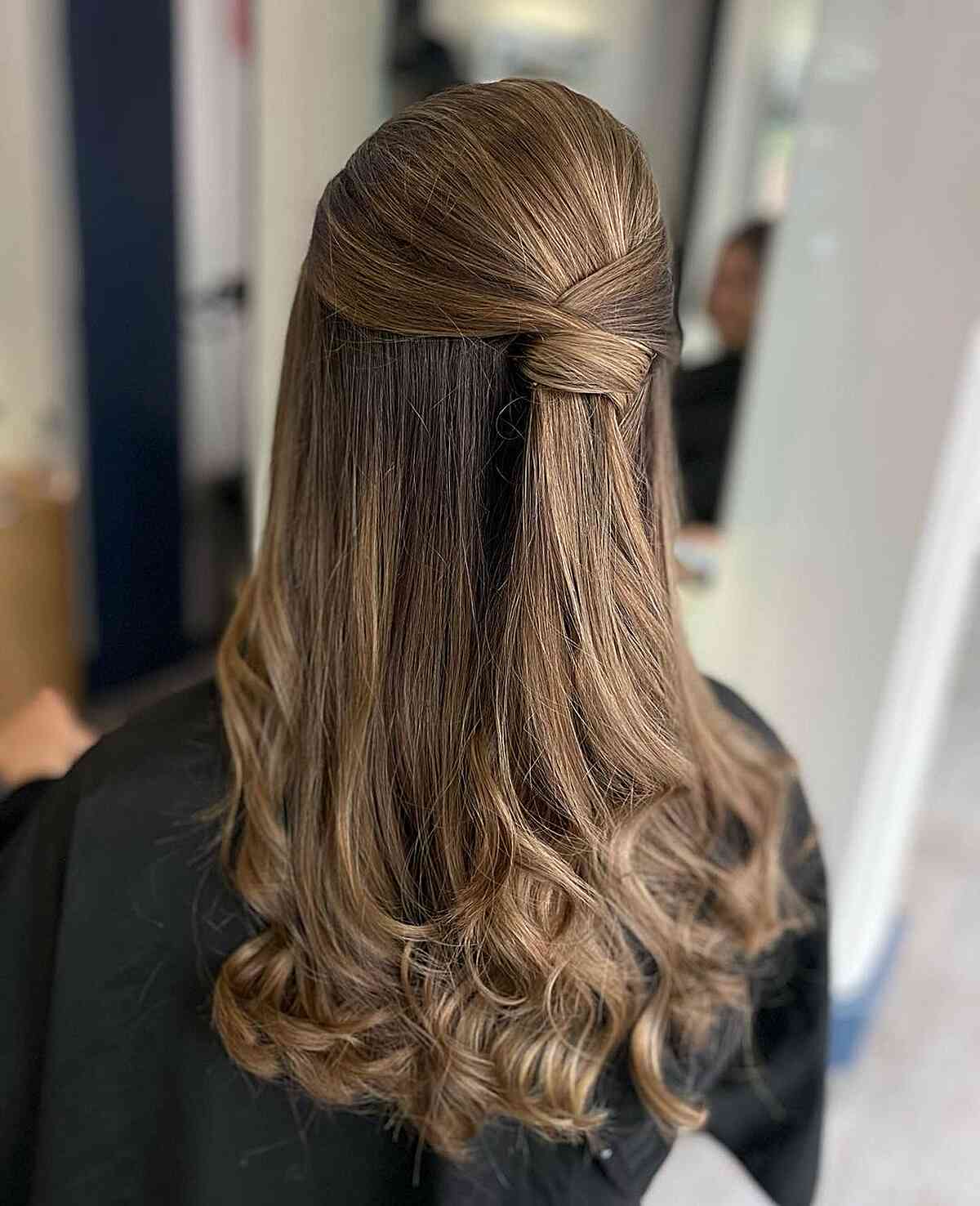 Prom Half Up Half Down Modern French Twist with Curly Ends