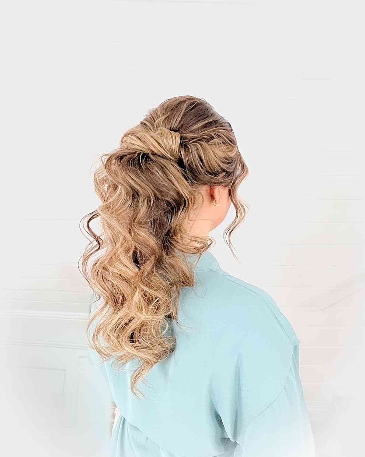 Prom Night Voluminous Twisted Ponytail Updo for Long Hair