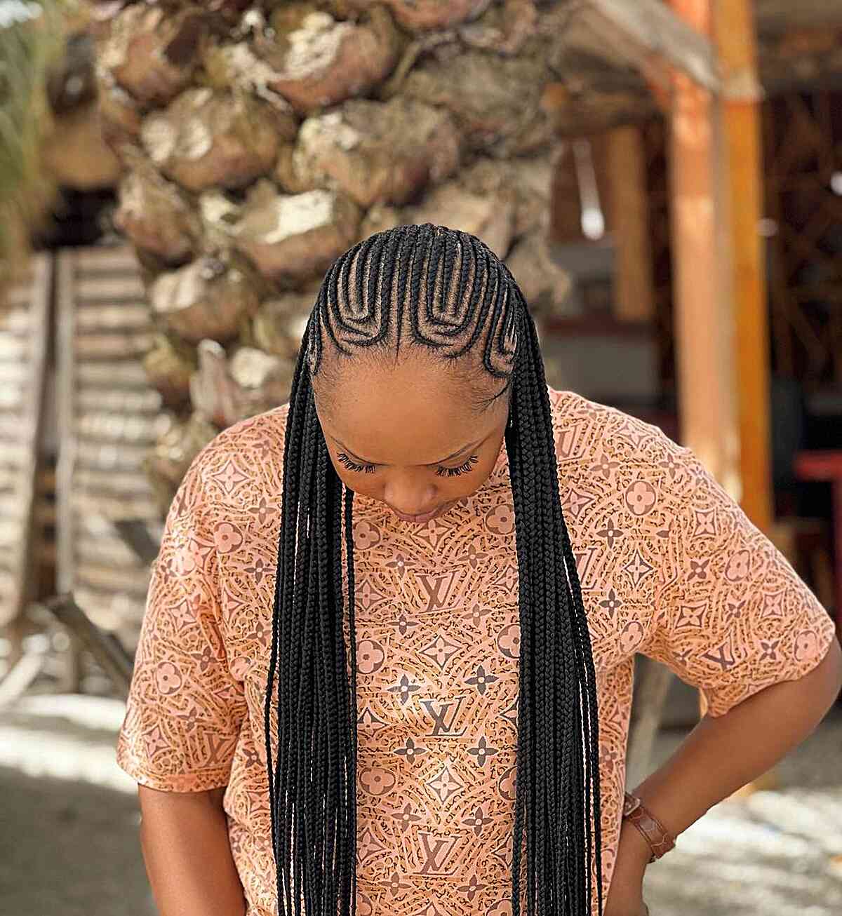 Protective Braided Long Hairstyle for black ladies with extra long hair