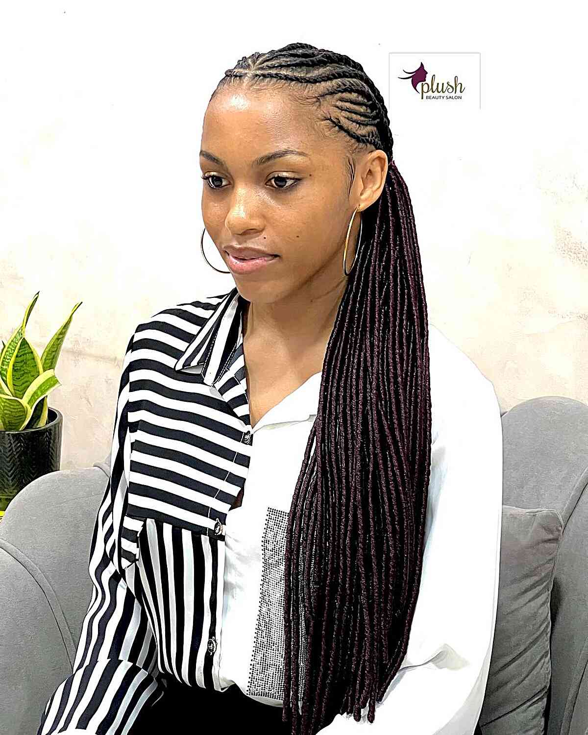 Protective Flat Twists and Faux Locs Hairstyle for black ladies with a chic style