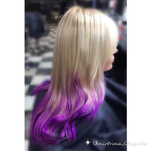 dark purple hair with blonde highlights