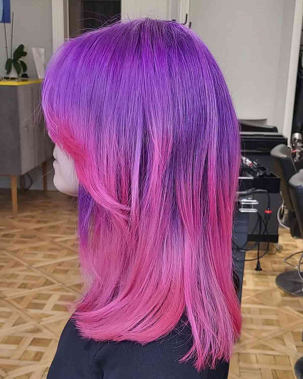 Purple Blended Into Pink Hair Color