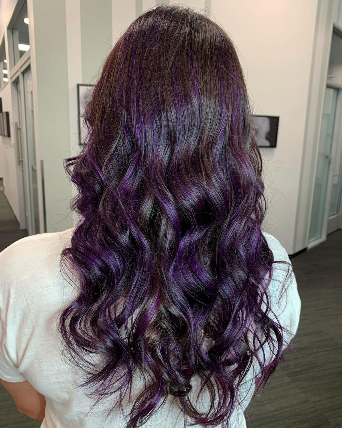 Vibrant Purple highlights for dark hair