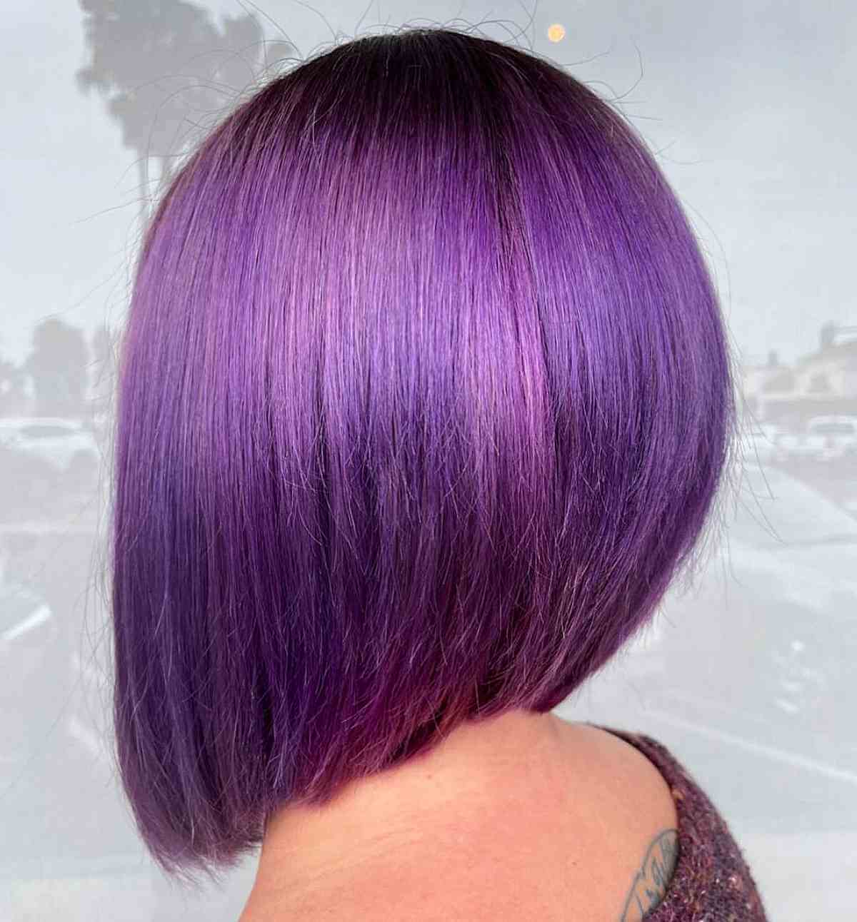 Purple Inverted Bob for Thick Hair