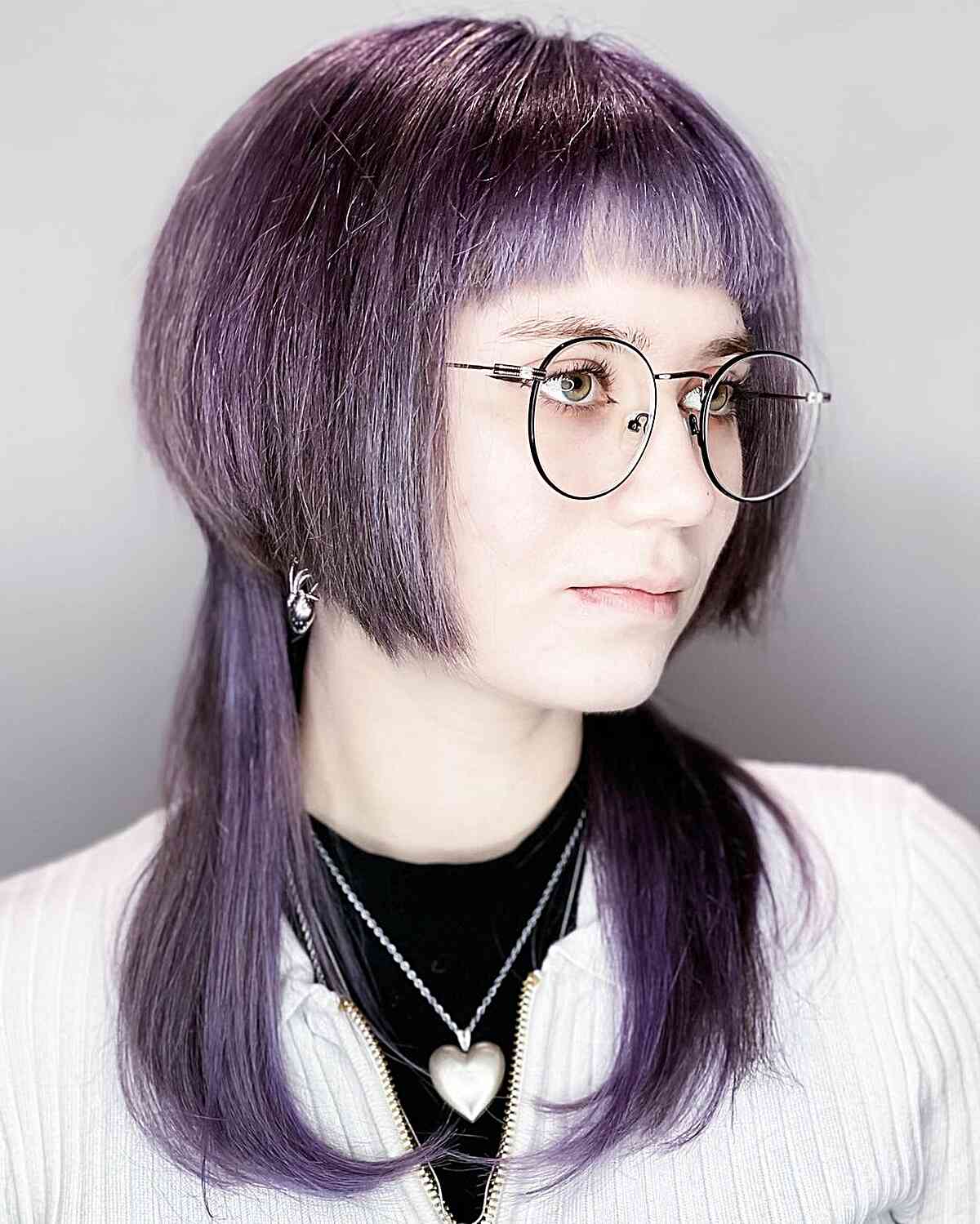 Purple Mid-length Jellyfish Hair with Short Bangs