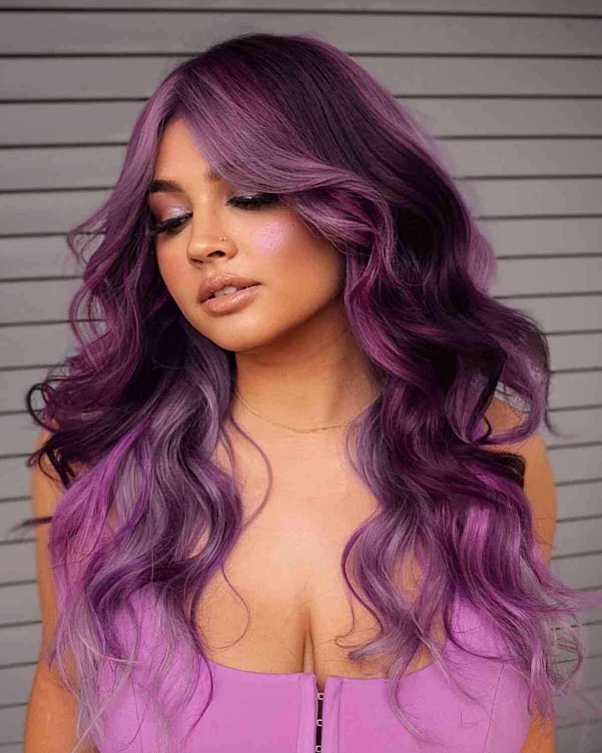 Purple on Purple Toned Balayage Hair