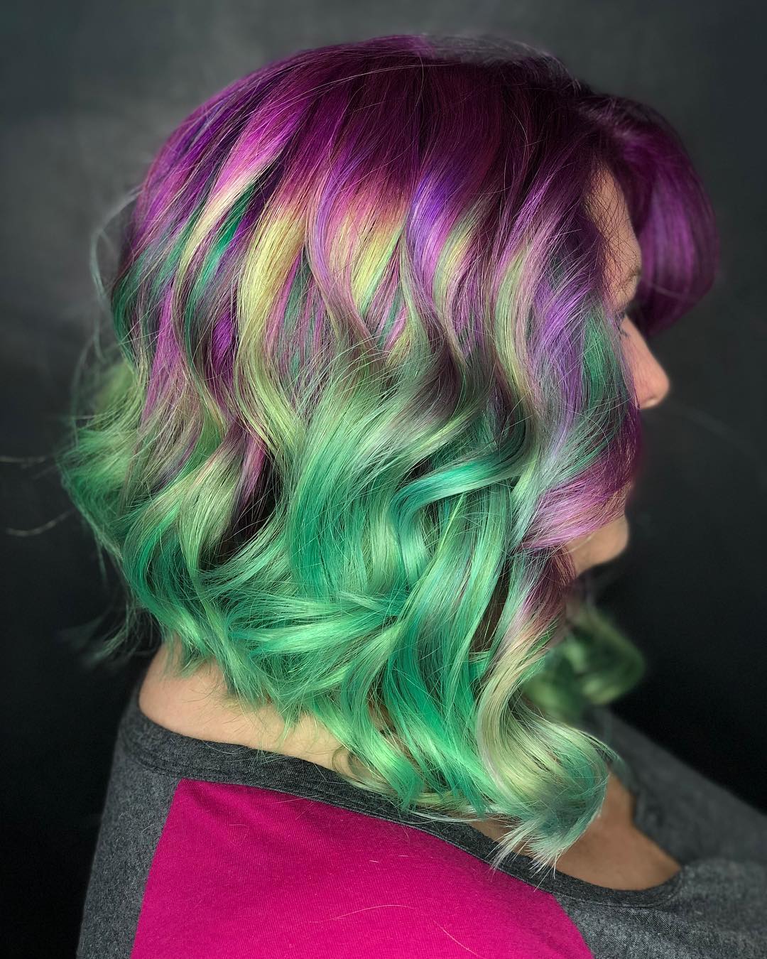 Purple to Mint Green Ombre Style