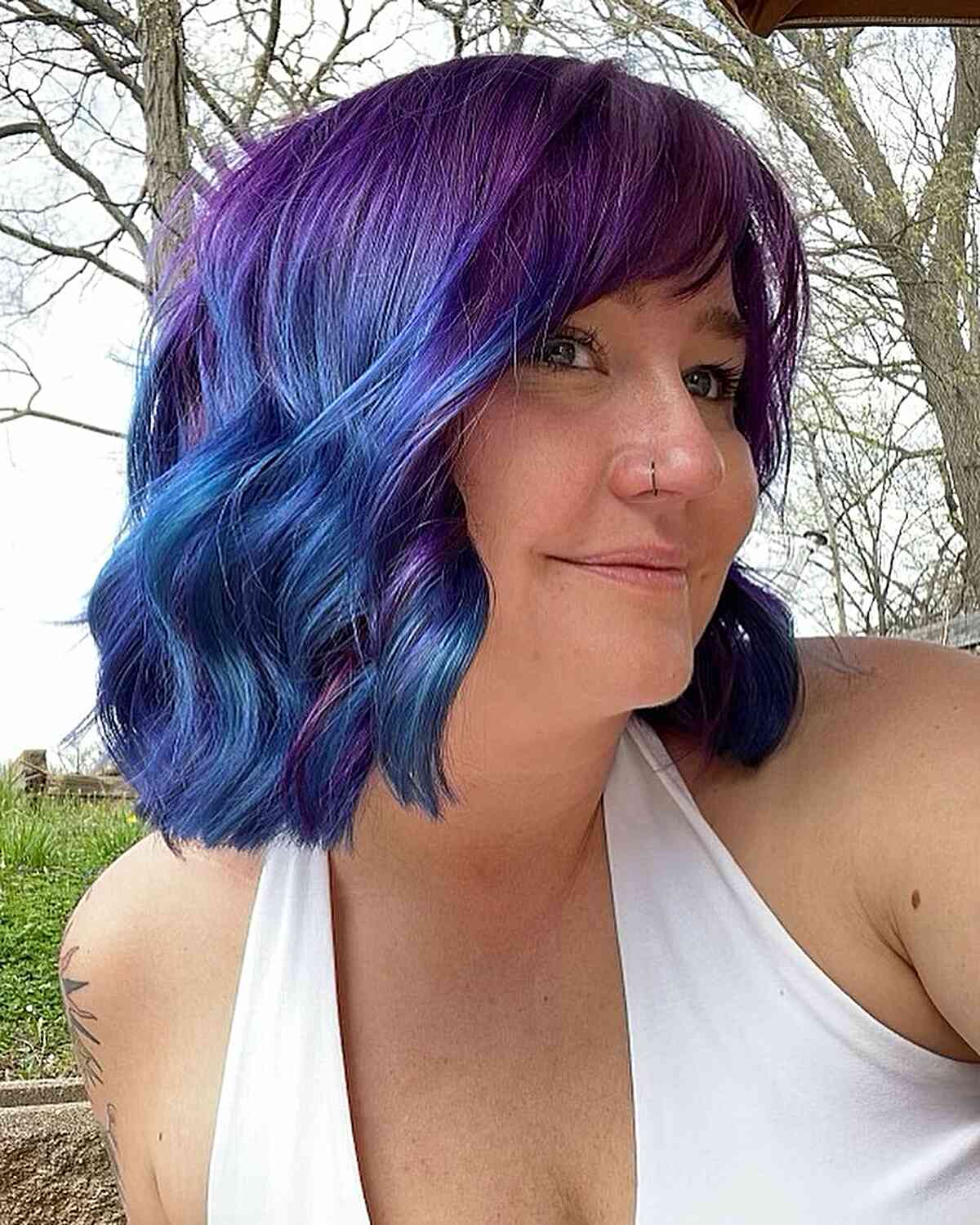 Purple to Sapphire Ombre on Short Hair