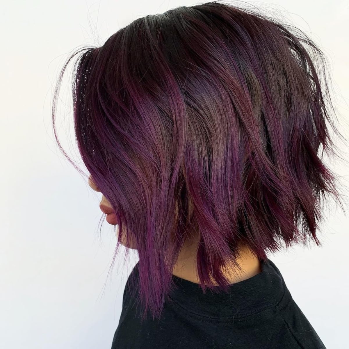 Purple Tones on Stacked Hair