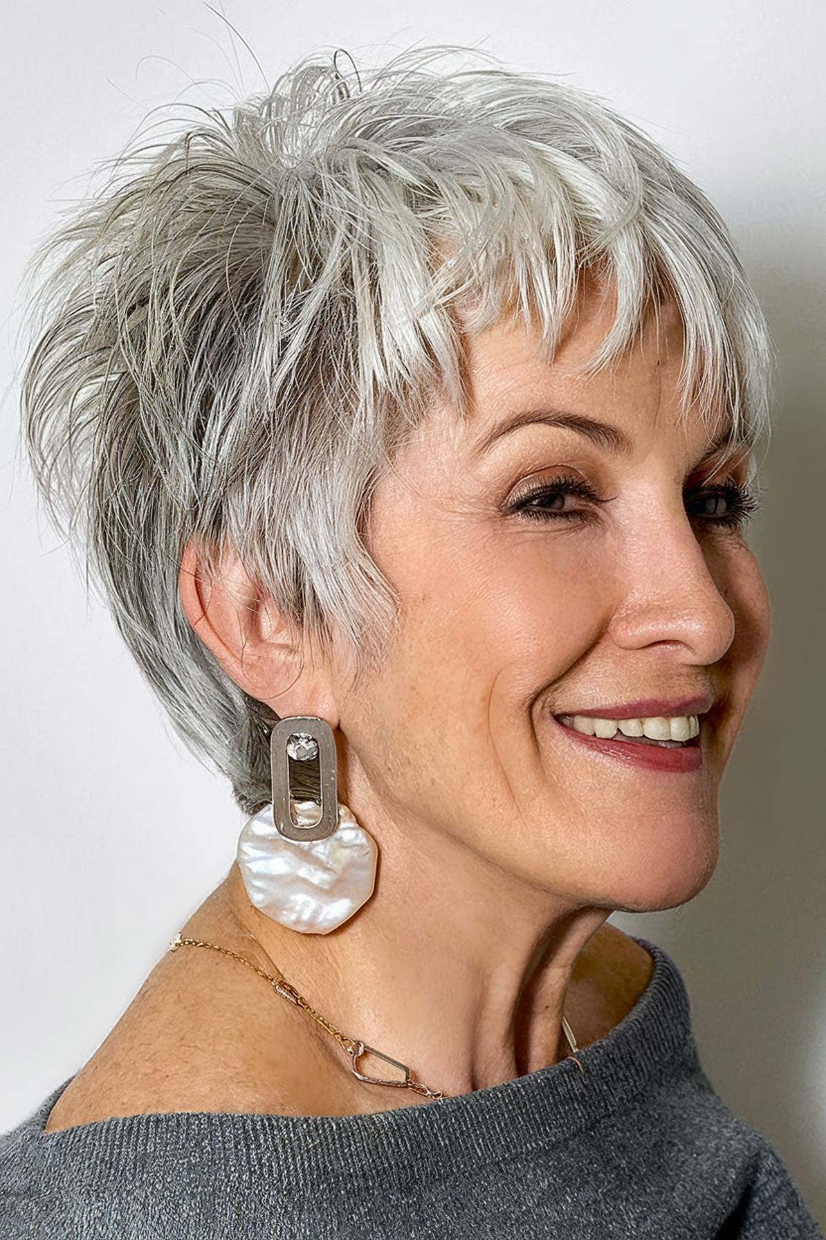 Radiant short gray hairstyle for women over 70