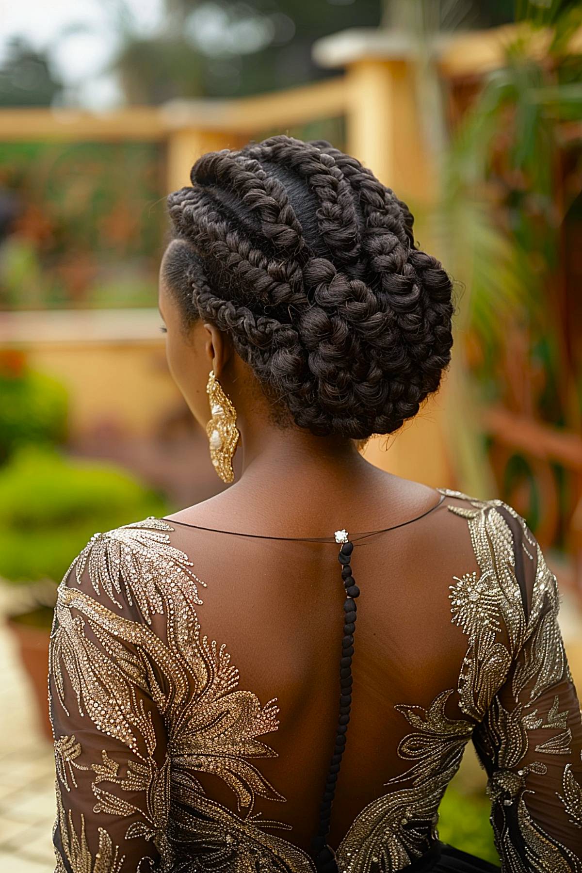 Braided bridesmaid updo for Black women