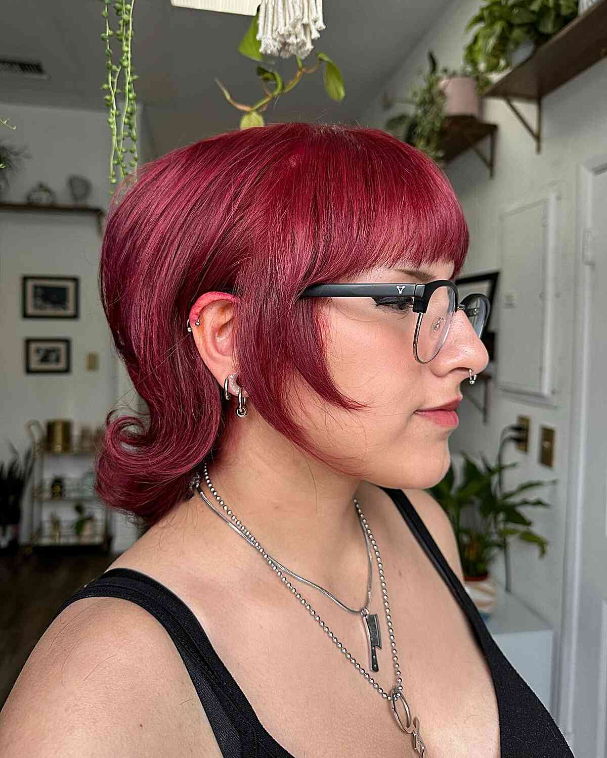 Raspberry Bixie Cut for Women with Glasses