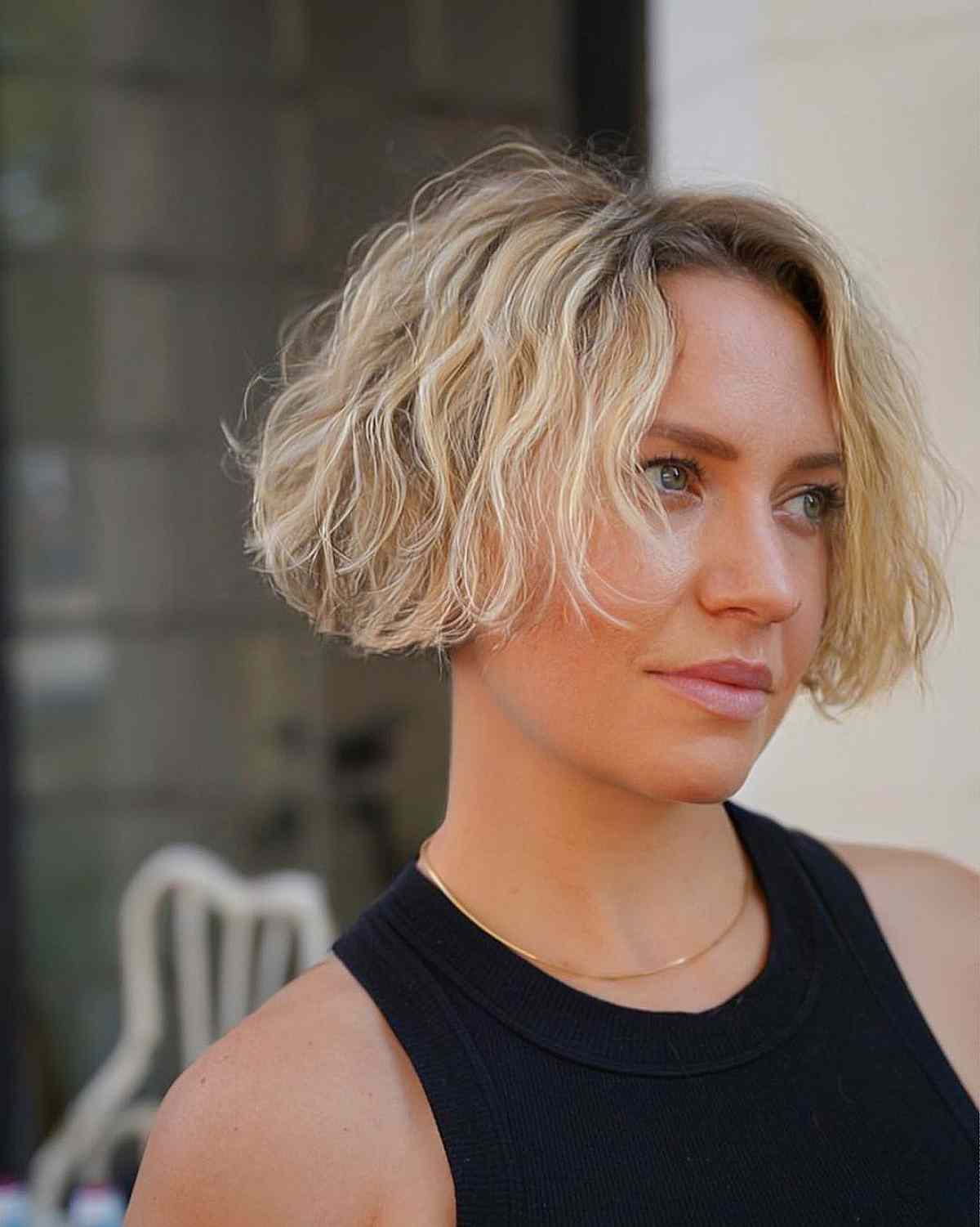 Razor Cut Bob with Waves for Thinner Hair