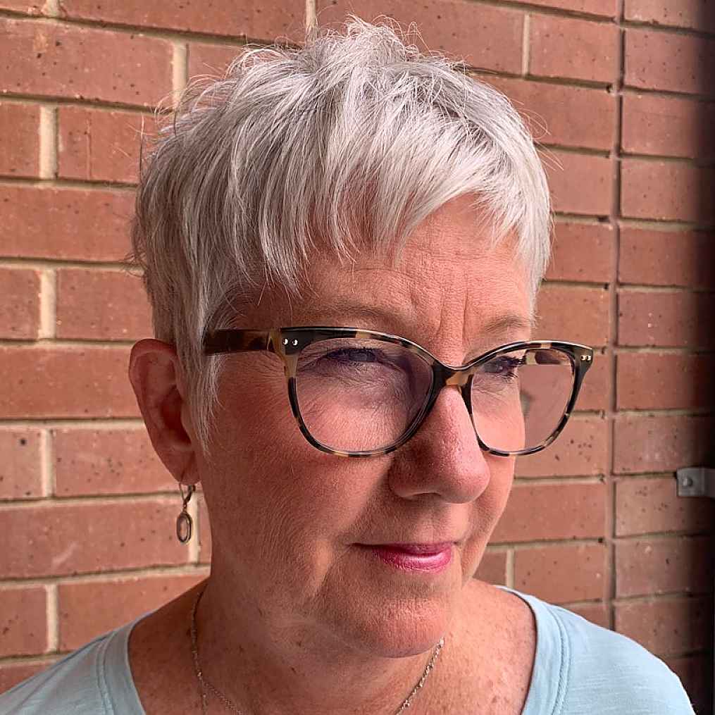 razor cut pixie for an older lady