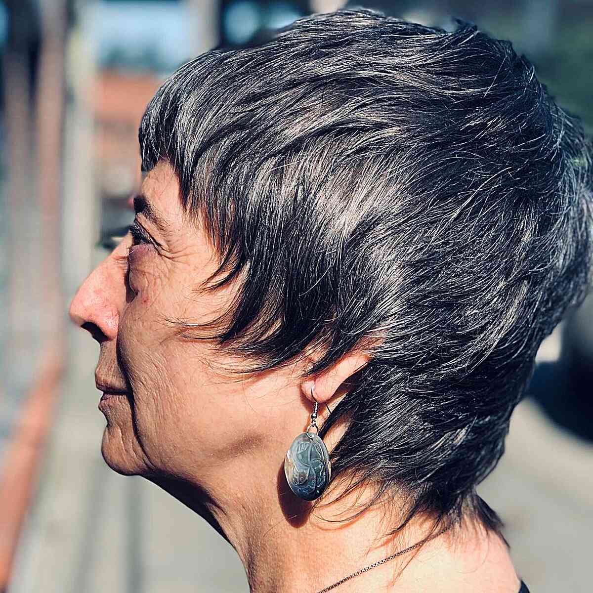 Razor Cut Pixie Shag with Baby Bangs for Grandmothers Over 70