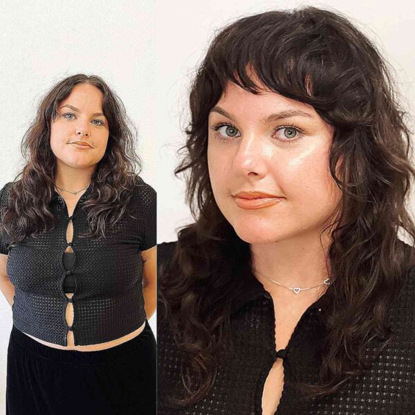A Razor Cut Shag with Choppy Fringe for Round Faces