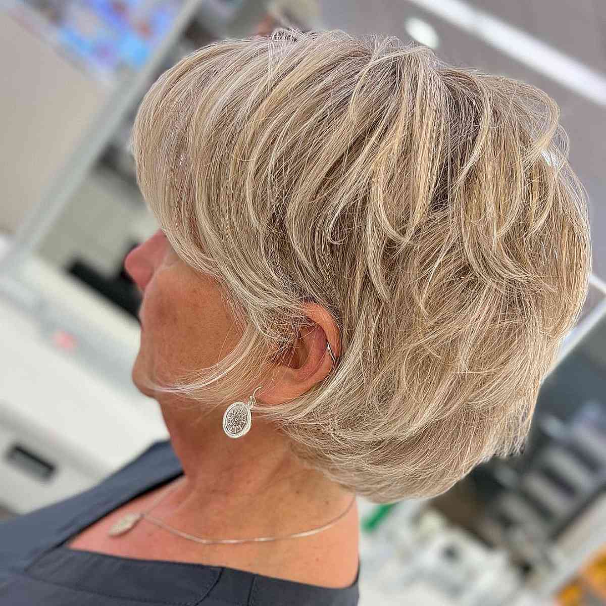 Razored Long Pixie with Layers for Seventy Year Olds