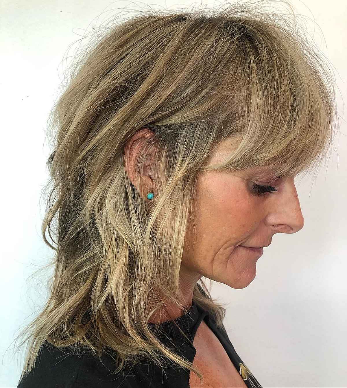 Razored Shag with a Tousled Texture for Older Ladies