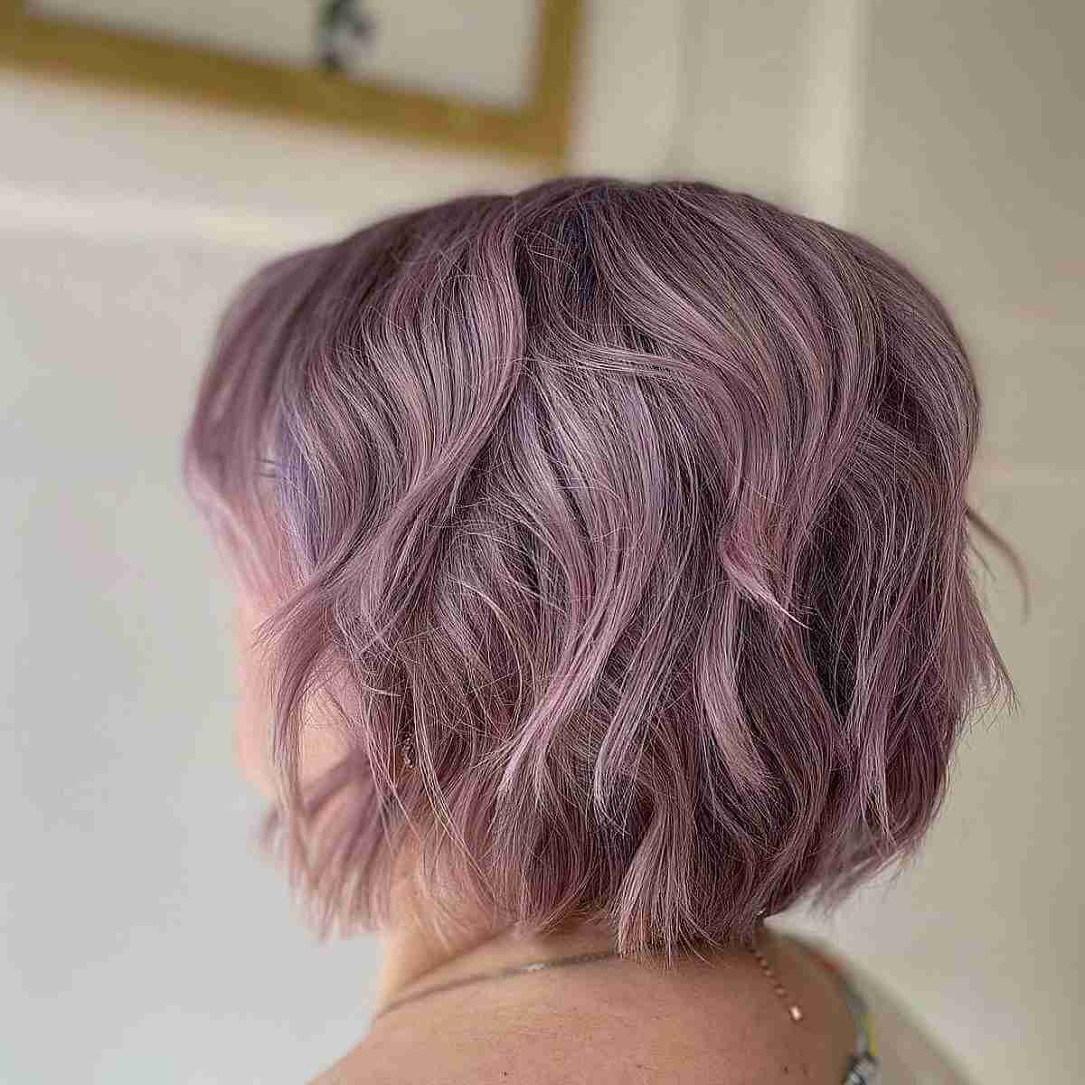 Razored Shaggy Layers on Short Purple Hair