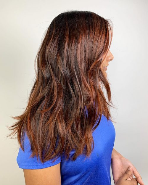 Spiced-up red and dark brown balayage