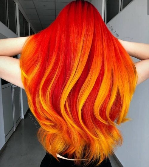 Red Hair with Yellow Highlights
