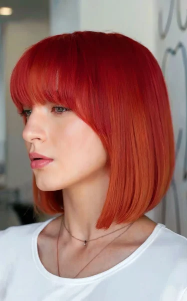 A Red blunt bob
