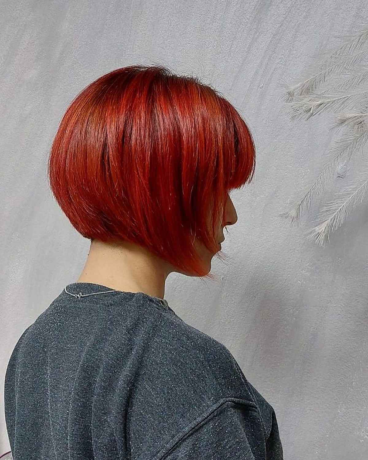 Bold Red Chin-Length Bob with Layers